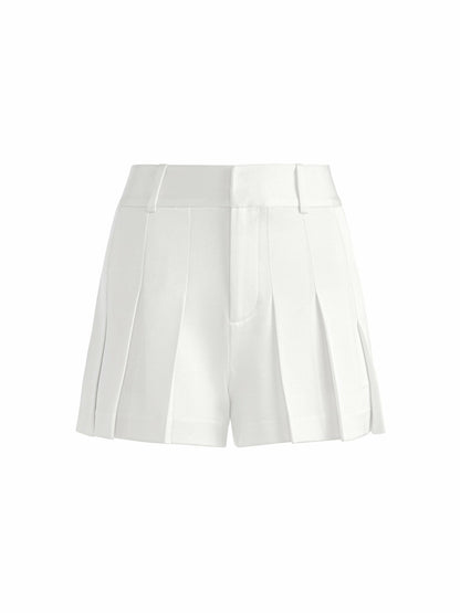 Simon Pleated Short In Off White - Alice + Olivia Women