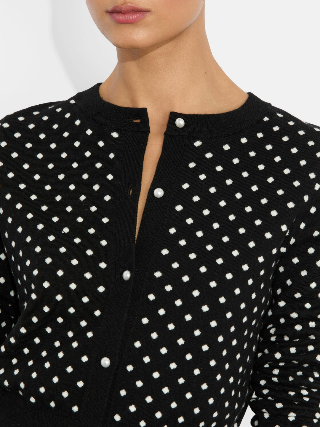 Dollie Cashmere Cardigan In Black/off White Polka Dot - Alice + Olivia Women