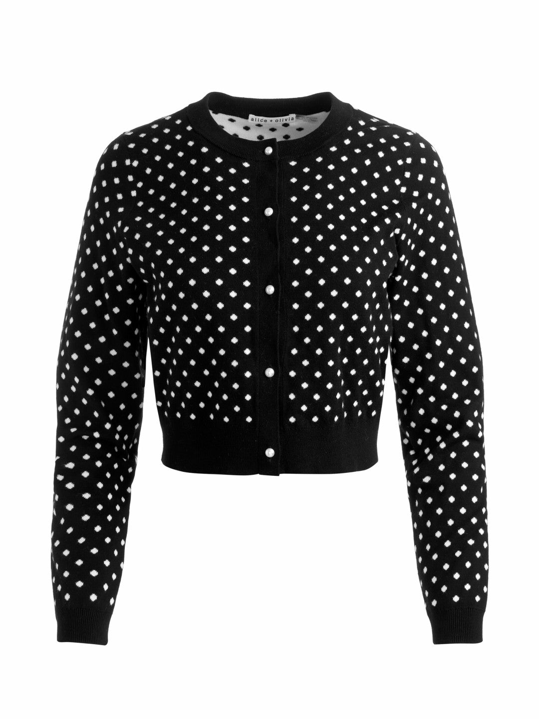 Dollie Cashmere Cardigan In Black/off White Polka Dot - Alice + Olivia Women