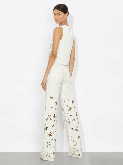Danielle Lace Front Tank In Off White - Alice + Olivia Women