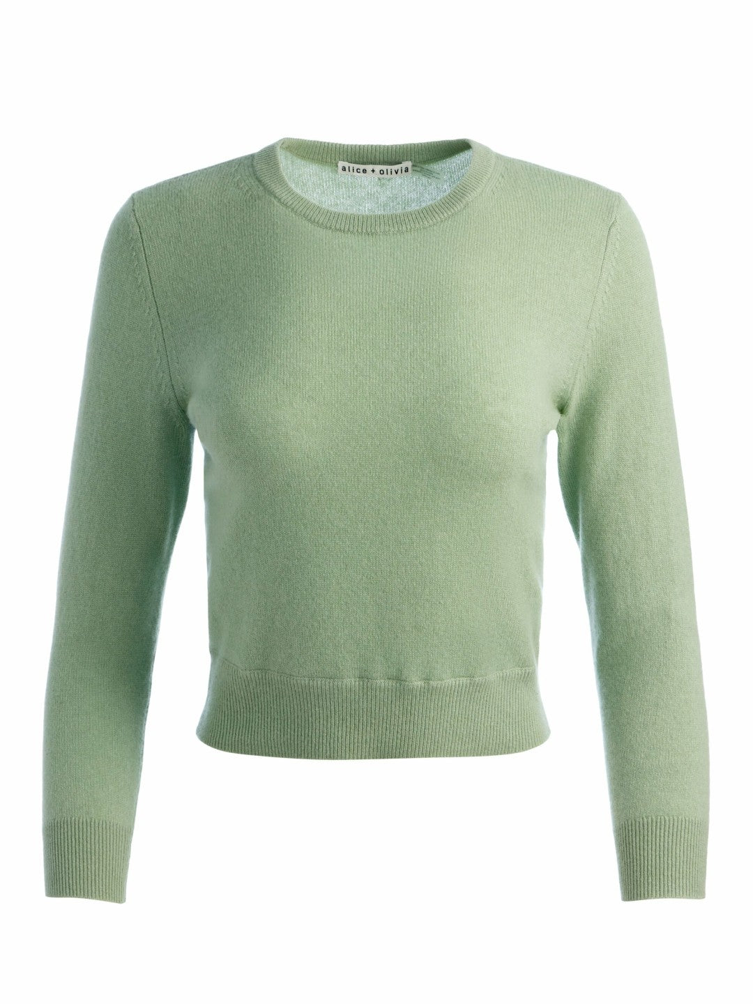 Carolann Cashmere Shrunken Pullover In Sage - Alice + Olivia Women
