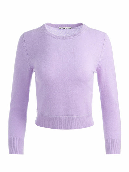Carolann Cashmere Shrunken Pullover In Dark Lilac - Alice + Olivia Women