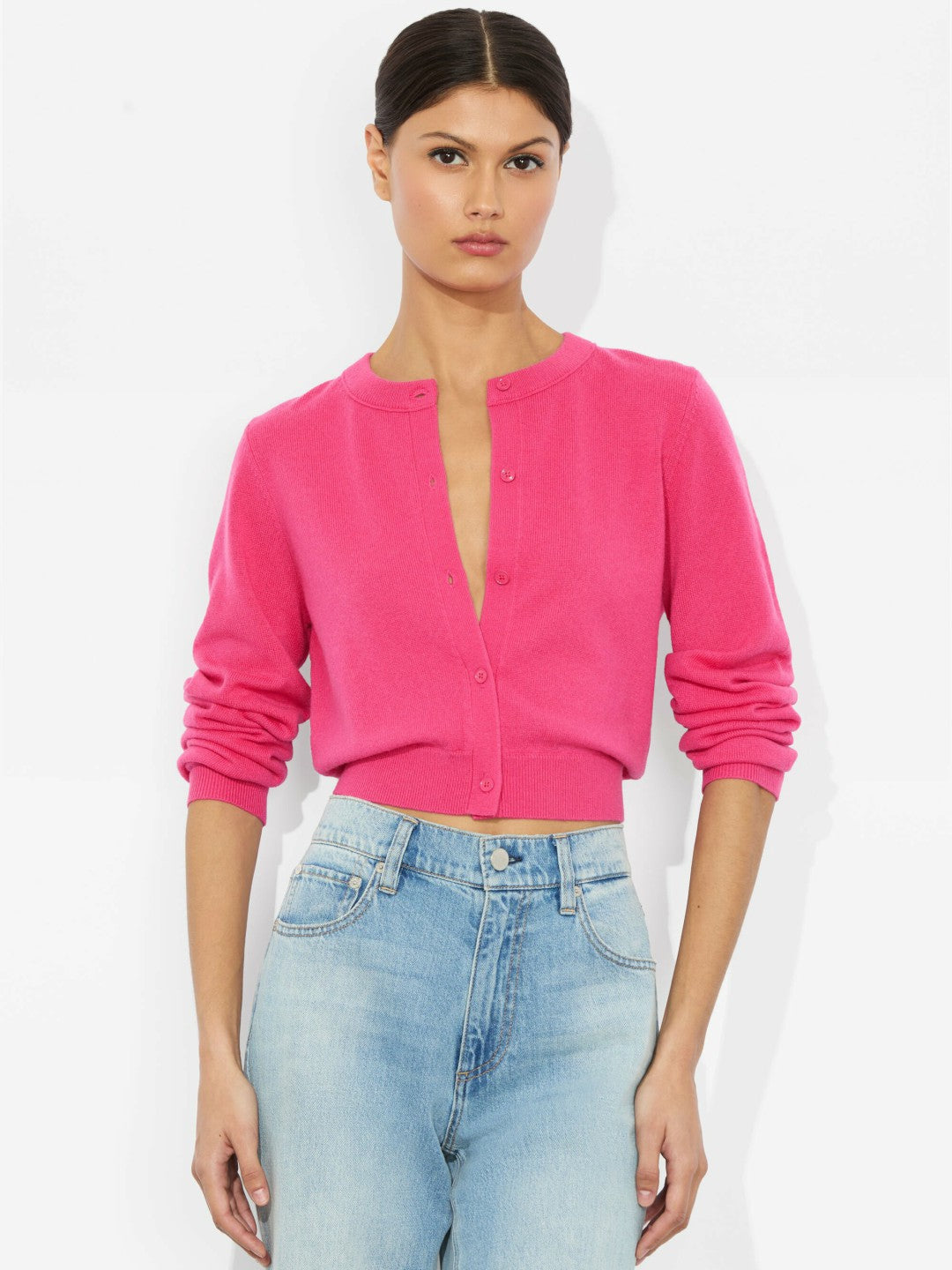 Dollie Cashmere Cardigan In Raspberry - Alice + Olivia Women