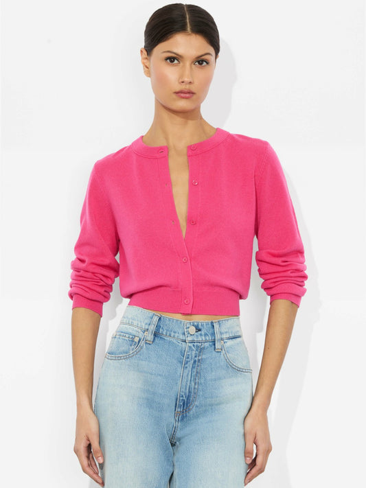 Dollie Cashmere Cardigan In Raspberry - Alice + Olivia Women