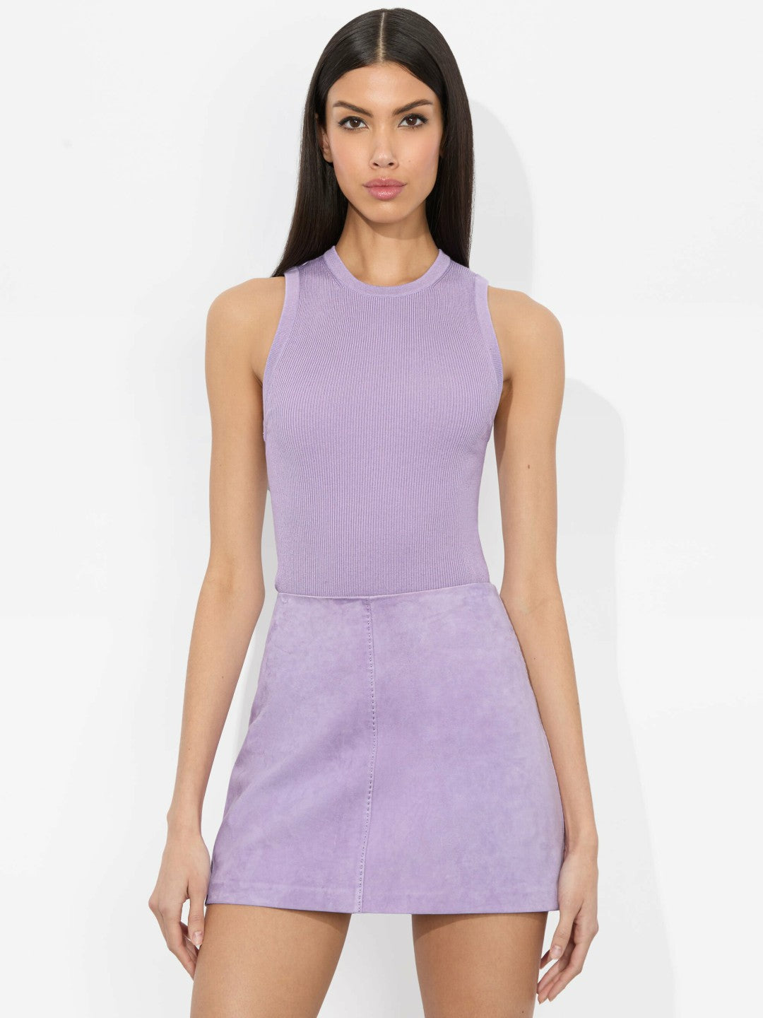Tonita Ribbed Tank In Dark Lilac - Alice + Olivia Women
