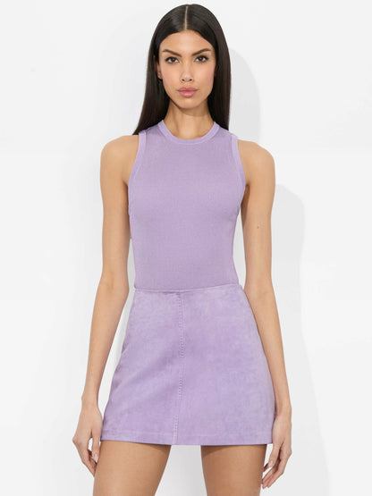 Tonita Ribbed Tank In Dark Lilac - Alice + Olivia Women