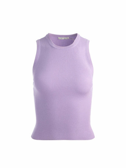 Tonita Ribbed Tank In Dark Lilac - Alice + Olivia Women