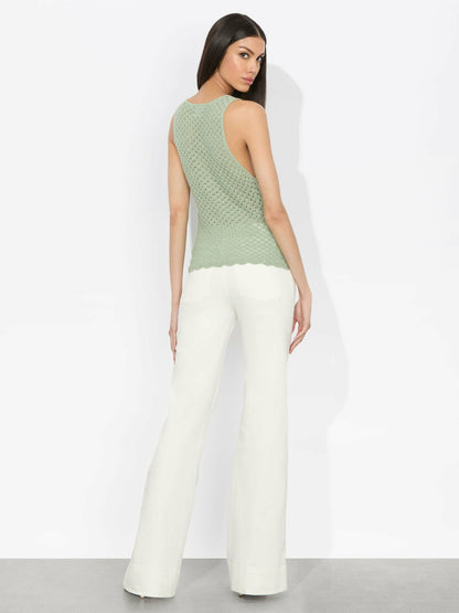 Annalise Pointelle Tank In Sage - Alice + Olivia Women