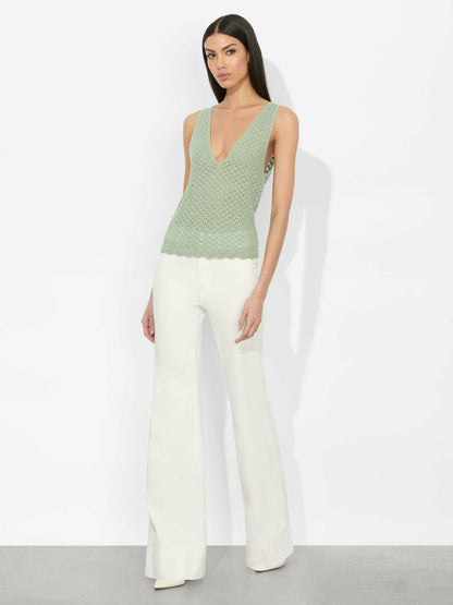 Annalise Pointelle Tank In Sage - Alice + Olivia Women