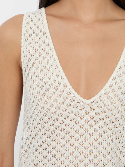 Annalise Pointelle Tank In Soft White - Alice + Olivia Women