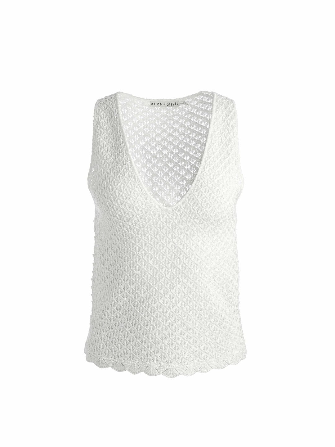 Annalise Pointelle Tank In Soft White - Alice + Olivia Women