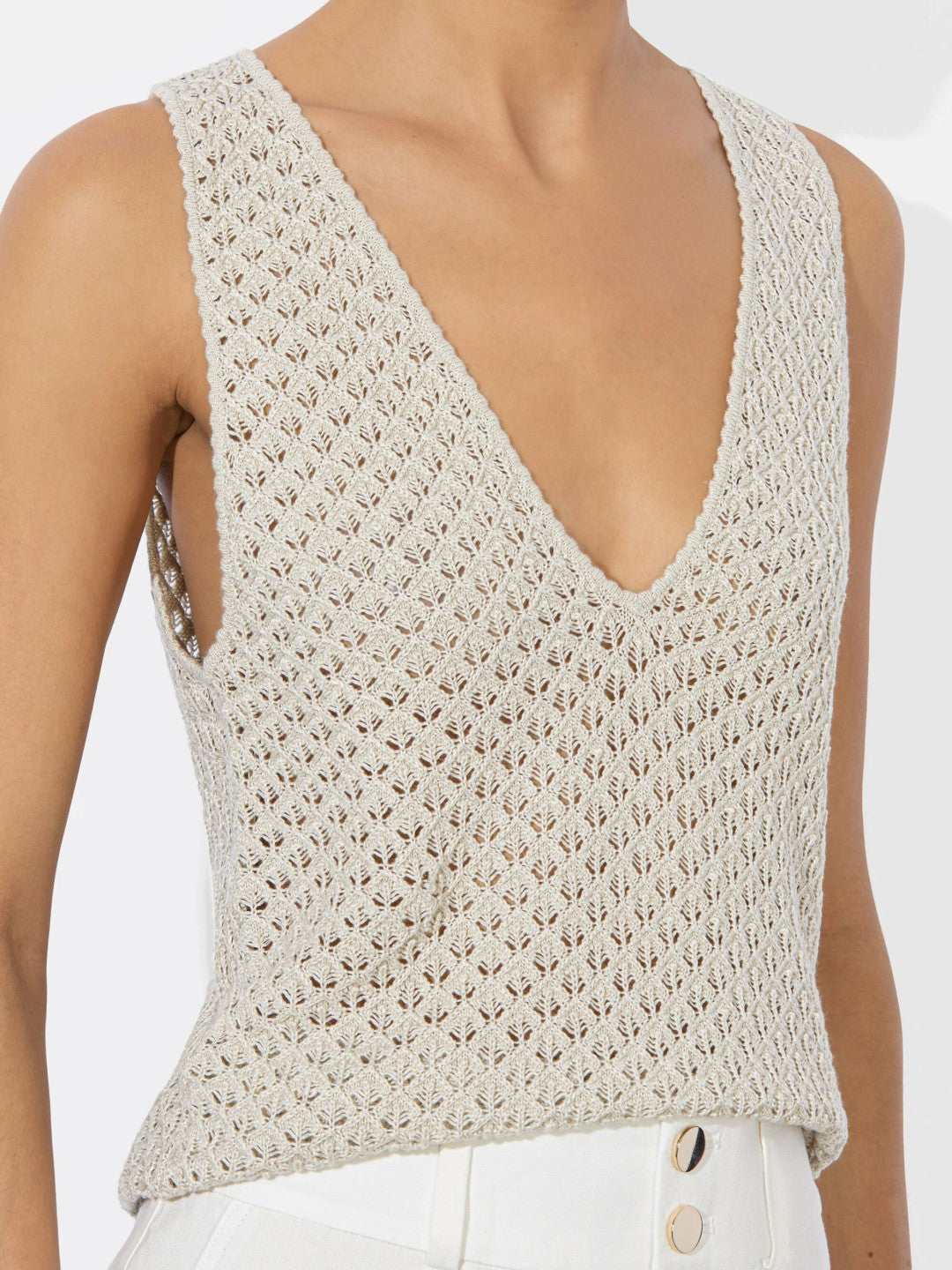 Annalise Pointelle Tank In Oatmeal - Alice + Olivia Women
