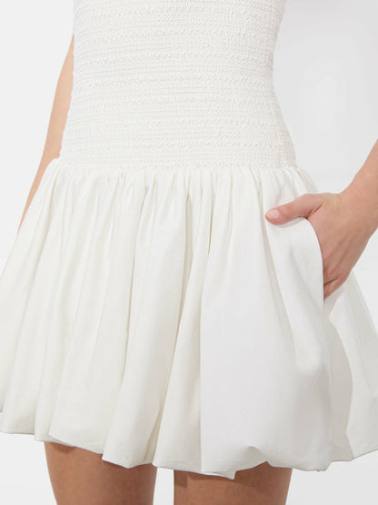 Arden Drop Waist Mini Dress In Off White - Alice + Olivia Women