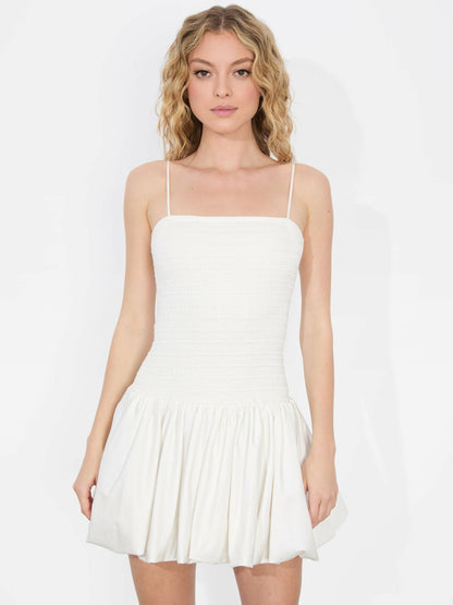 Arden Drop Waist Mini Dress In Off White - Alice + Olivia Women