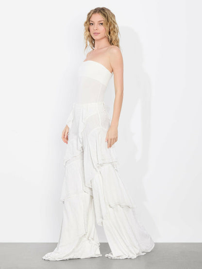 Lotus Lace Ruffle Pant In Off White - Alice + Olivia Women