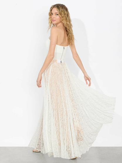 Katz Pleated Maxi Skirt In Off White - Alice + Olivia Women