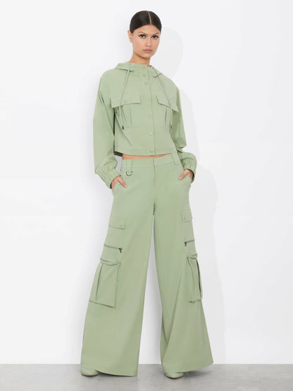 James Cropped Parka In Sage - Alice + Olivia Women