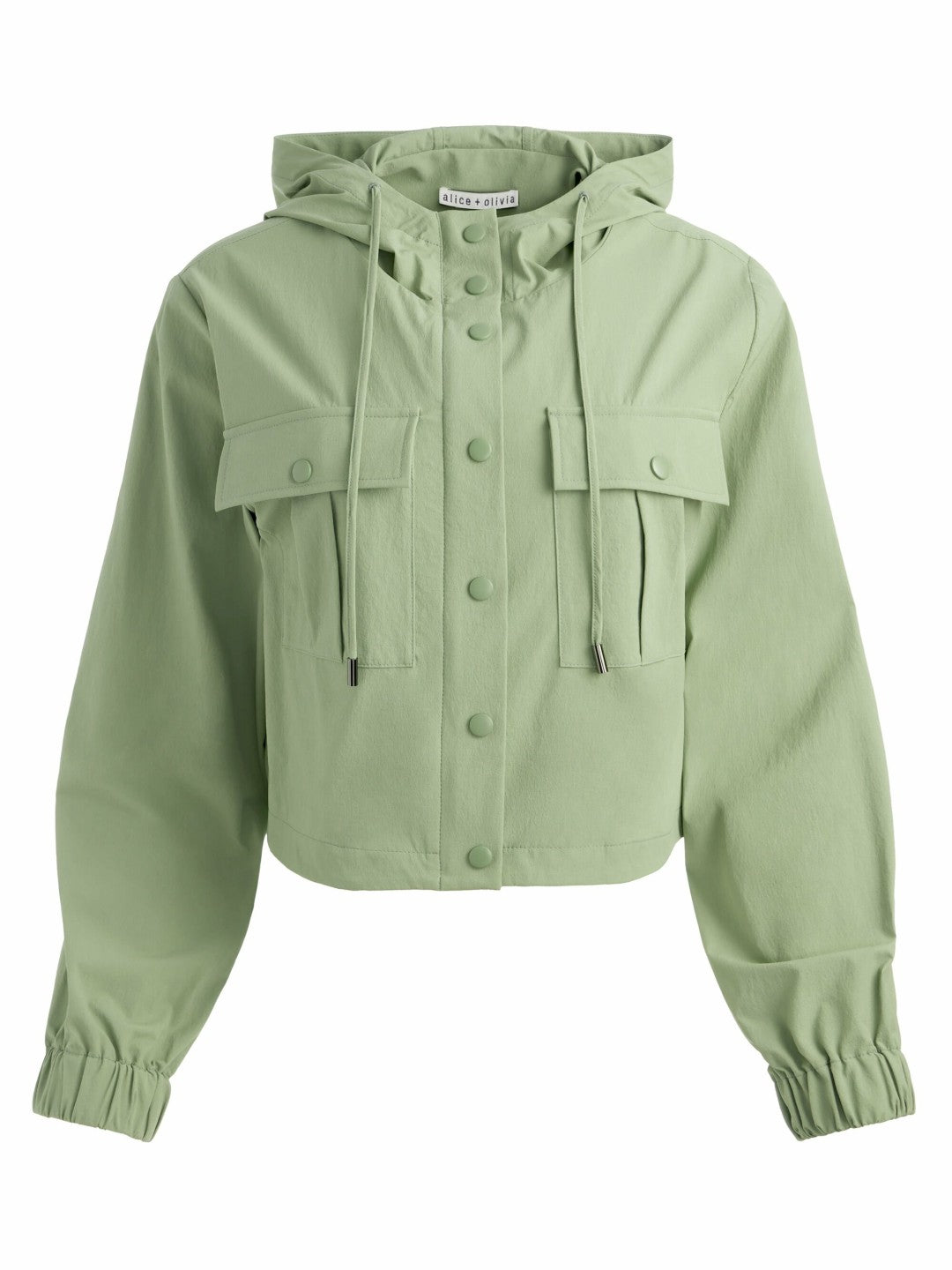 James Cropped Parka In Sage - Alice + Olivia Women