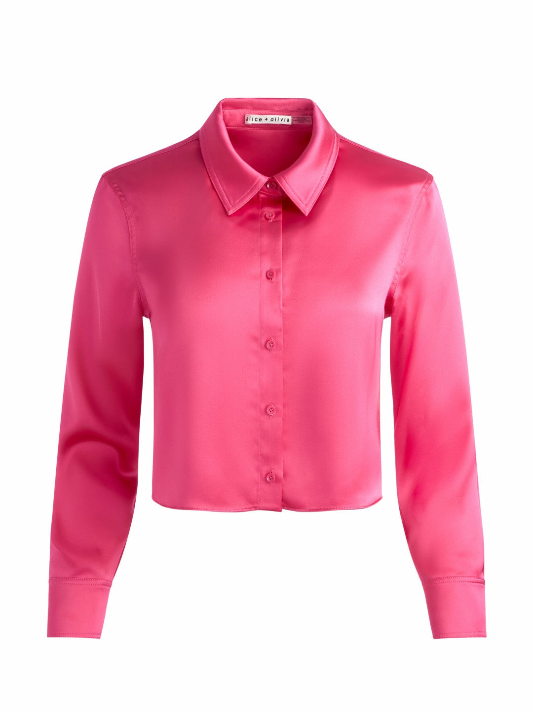 Leon Cropped Button Down In Raspberry - Alice + Olivia Women
