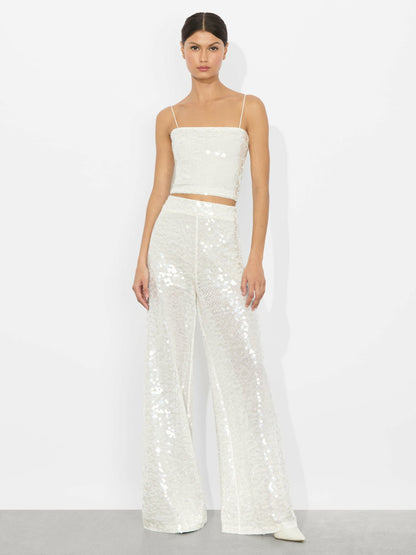 Ceresi Embellished Top In Off White/clear - Alice + Olivia Women