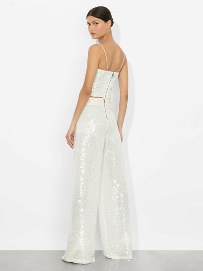Ceresi Embellished Top In Off White/clear - Alice + Olivia Women