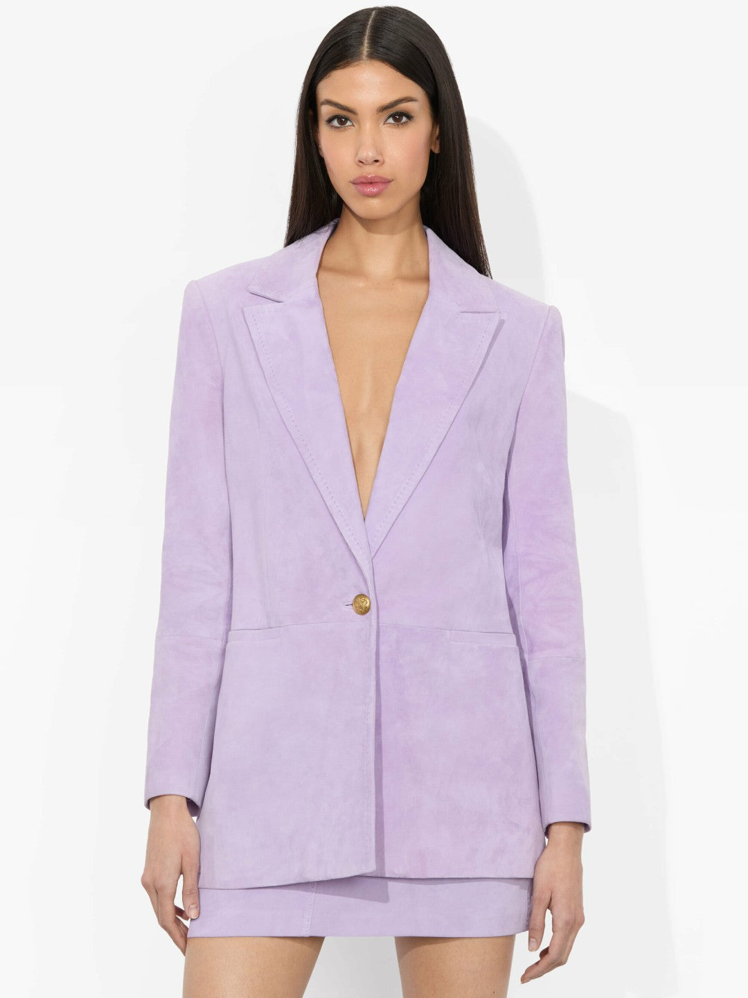 Hadlie Suede Blazer In Dark Lilac - Alice + Olivia Women