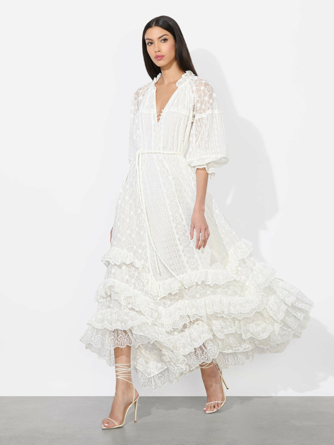 Alycen Eyelet Maxi Dress In Off White - Alice + Olivia Women