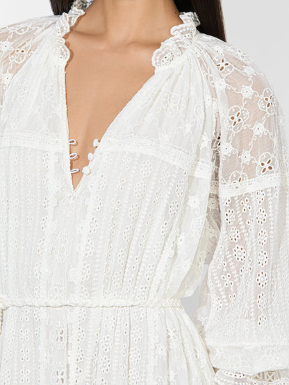 Alycen Eyelet Maxi Dress In Off White - Alice + Olivia Women