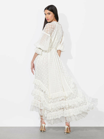 Alycen Eyelet Maxi Dress In Off White - Alice + Olivia Women