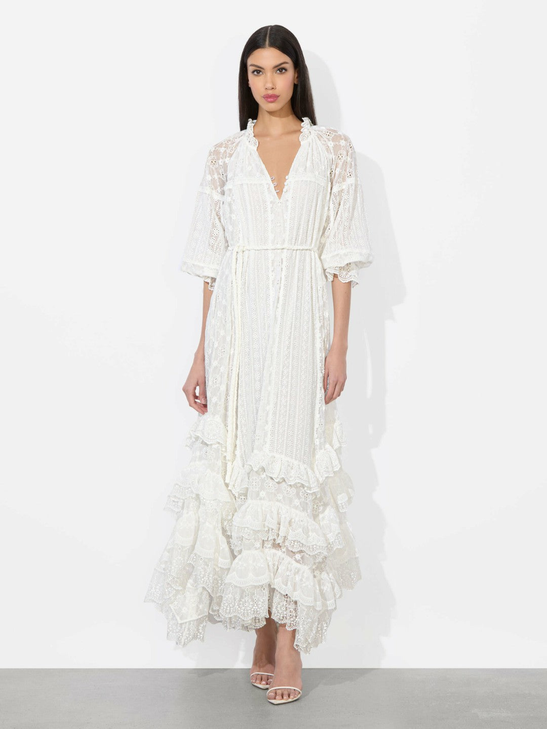 Alycen Eyelet Maxi Dress In Off White - Alice + Olivia Women