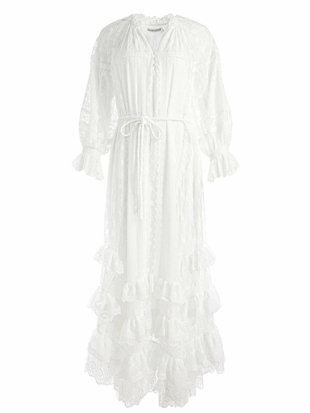 Alycen Eyelet Maxi Dress In Off White - Alice + Olivia Women