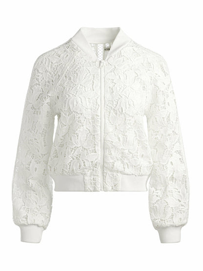 Russie Lace Bomber Jacket In Off White - Alice + Olivia Women