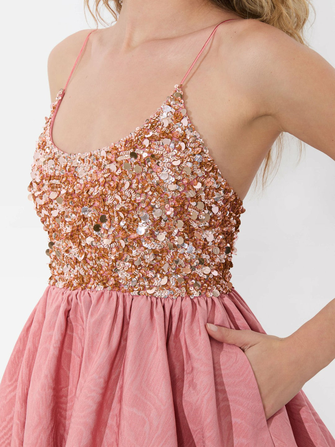 Nessa Bubble Mini Dress In Dusty Rose - Alice + Olivia Women