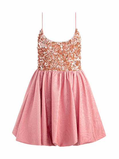 Nessa Bubble Mini Dress In Dusty Rose - Alice + Olivia Women