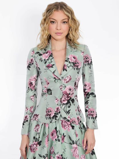 Iana Sculpted Blazer In Sage Multi - Alice + Olivia Women