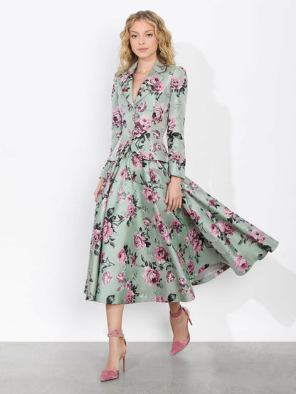Iana Sculpted Blazer In Sage Multi - Alice + Olivia Women