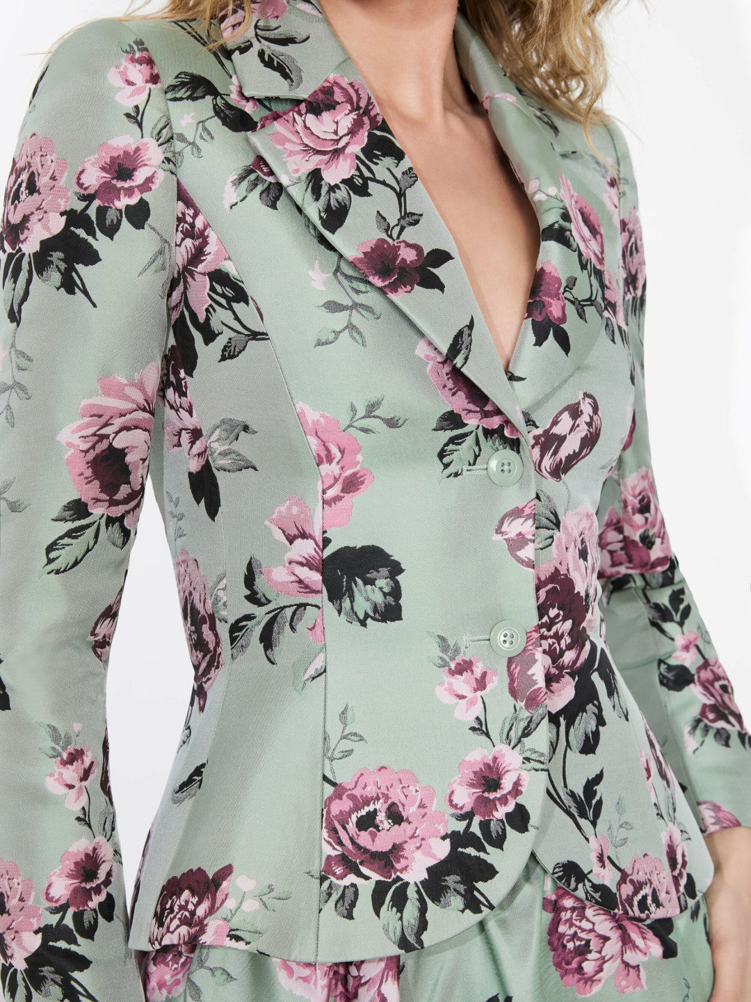 Iana Sculpted Blazer In Sage Multi - Alice + Olivia Women