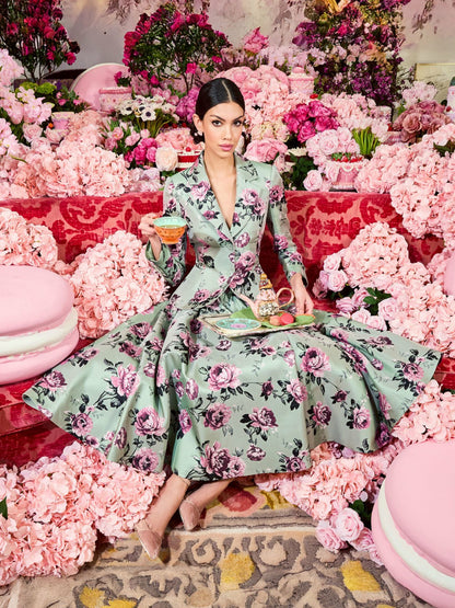 Iana Sculpted Blazer In Sage Multi - Alice + Olivia Women