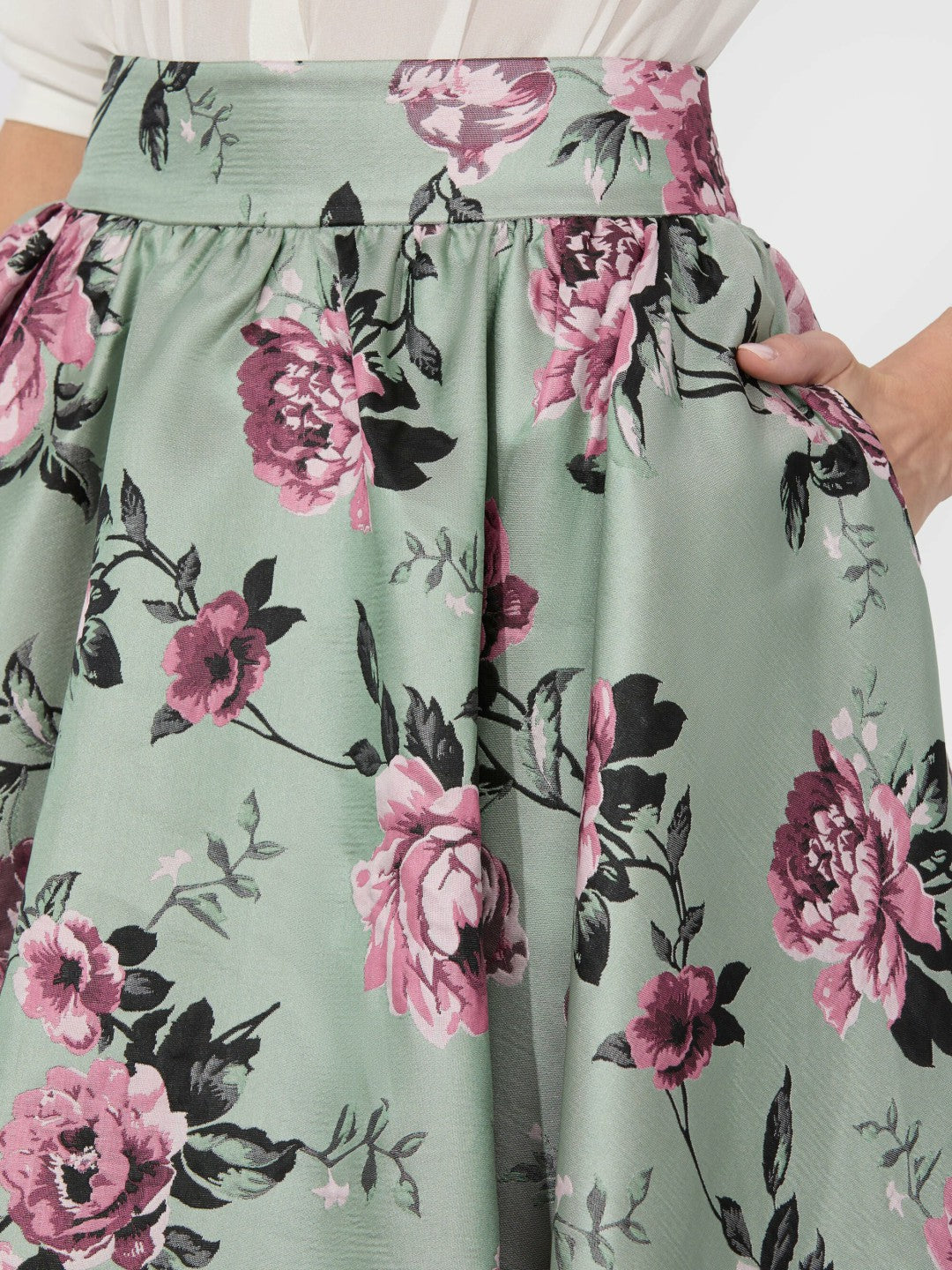 Nilda Voluminous Skirt In Sage Multi - Alice + Olivia Women