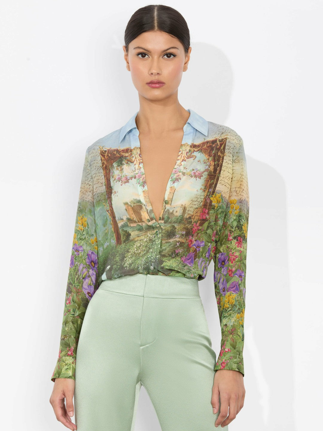 Eloise Button Down Blouse In Dusk To Dawn - Alice + Olivia Women