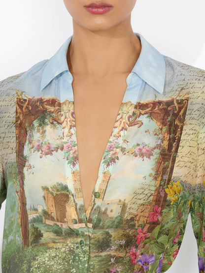 Eloise Button Down Blouse In Dusk To Dawn - Alice + Olivia Women