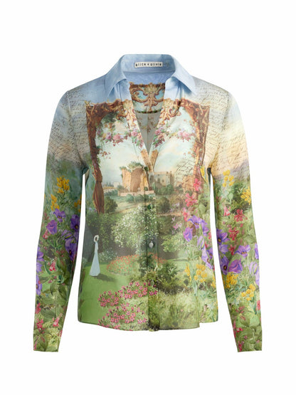 Eloise Button Down Blouse In Dusk To Dawn - Alice + Olivia Women