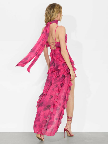 Nelia Maxi Dress In Floral Fling Raspberry - Alice + Olivia Women