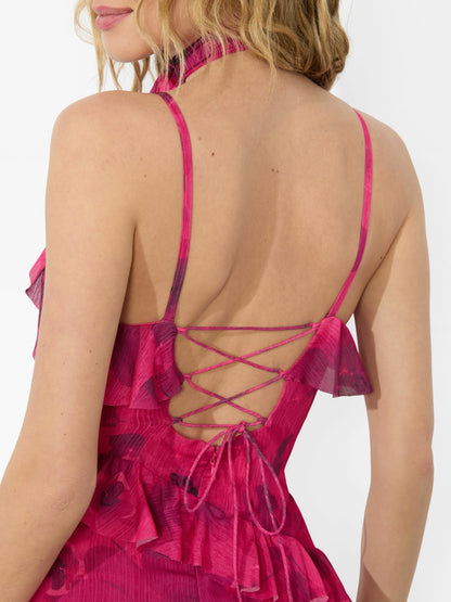 Nelia Maxi Dress In Floral Fling Raspberry - Alice + Olivia Women