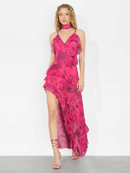 Nelia Maxi Dress In Floral Fling Raspberry - Alice + Olivia Women