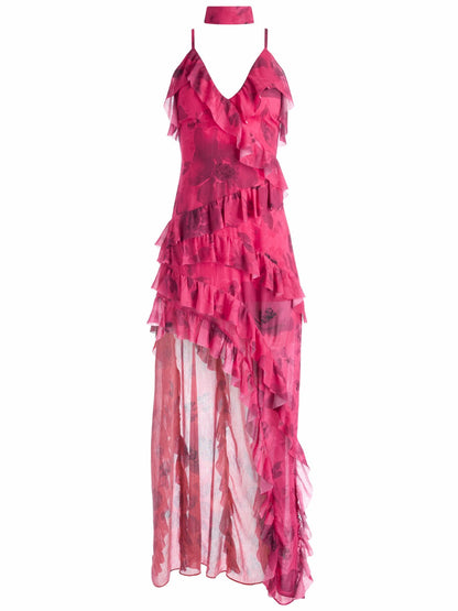 Nelia Maxi Dress In Floral Fling Raspberry - Alice + Olivia Women