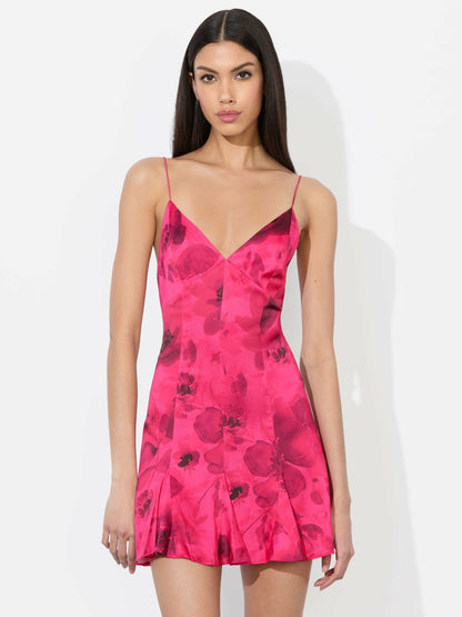 Julietta Mini Slip Dress In Floral Fling Raspberry - Alice + Olivia Women