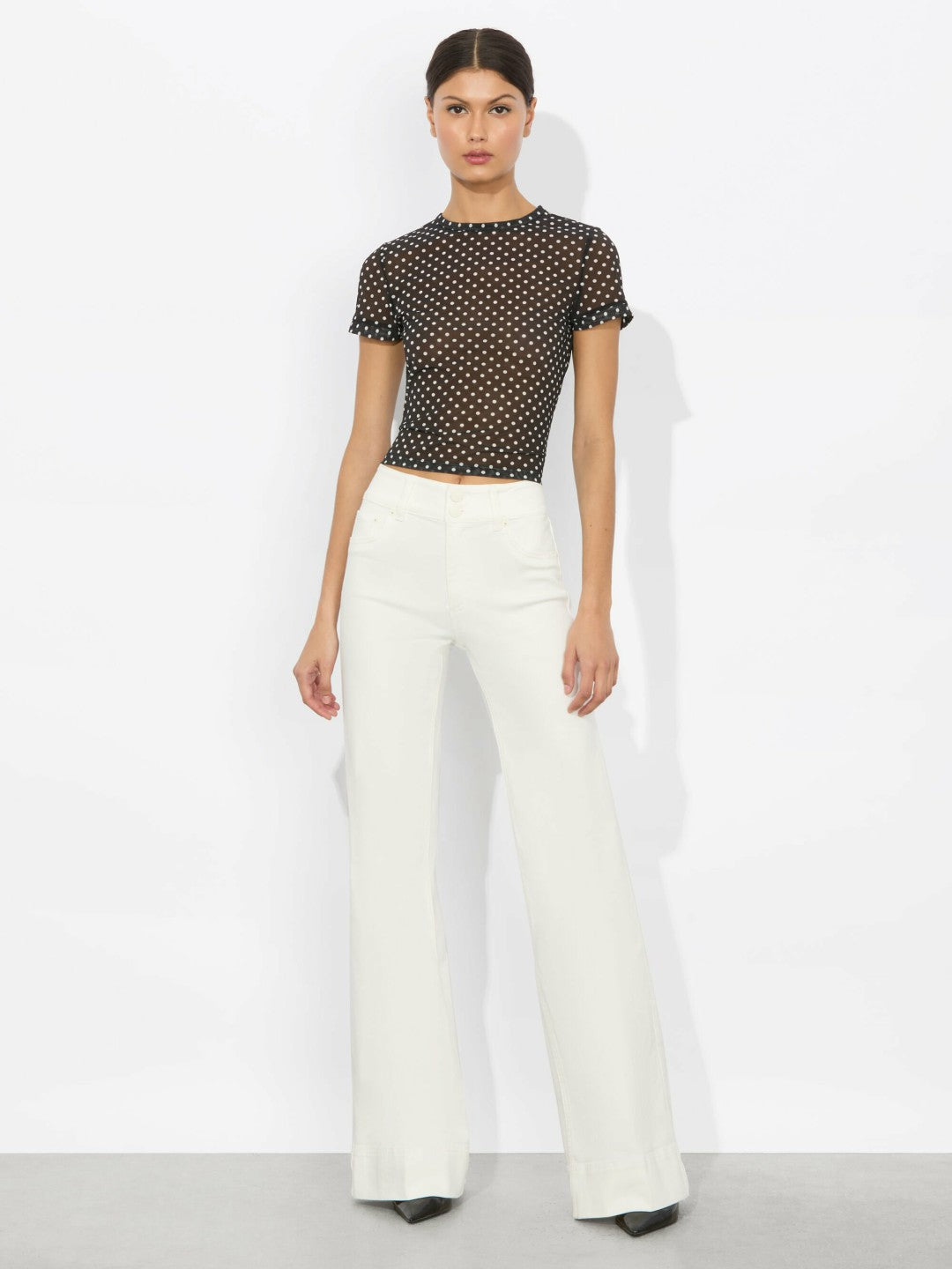 Tess Tee In Black/off White Polka Dot - Alice + Olivia Women