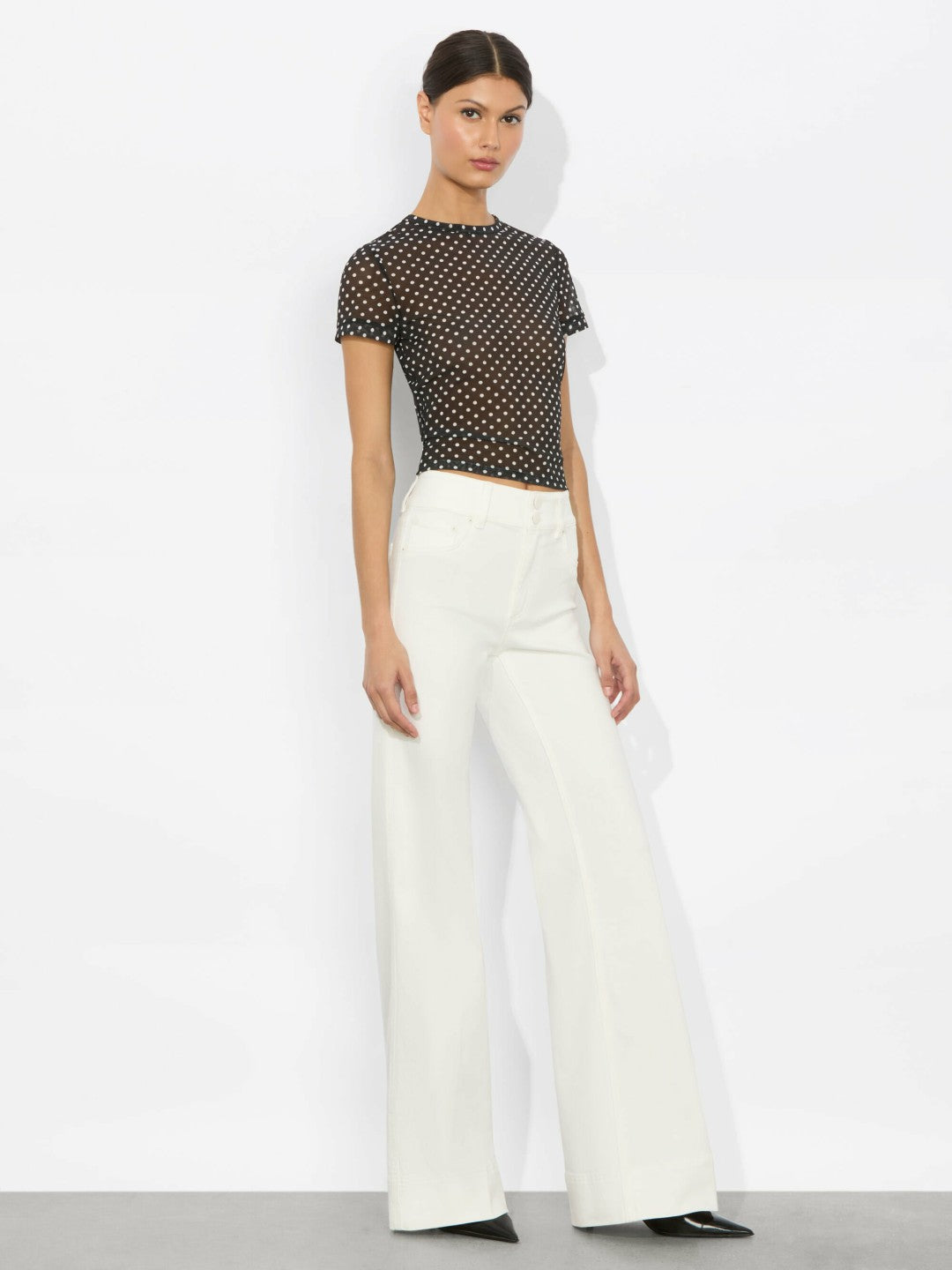 Tess Tee In Black/off White Polka Dot - Alice + Olivia Women