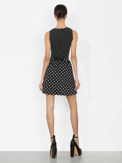 Chara Mini Dress In Black/off White Polka Dot - Alice + Olivia Women